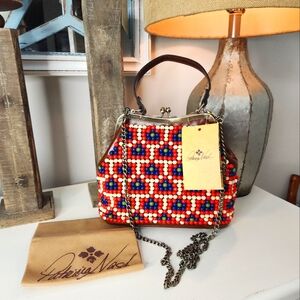 NWT PATRICIA NASH Leather Laureana Beaded Framed Satchel